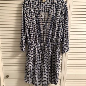 Lucky Brand Blue and White Printed Midi Dress
